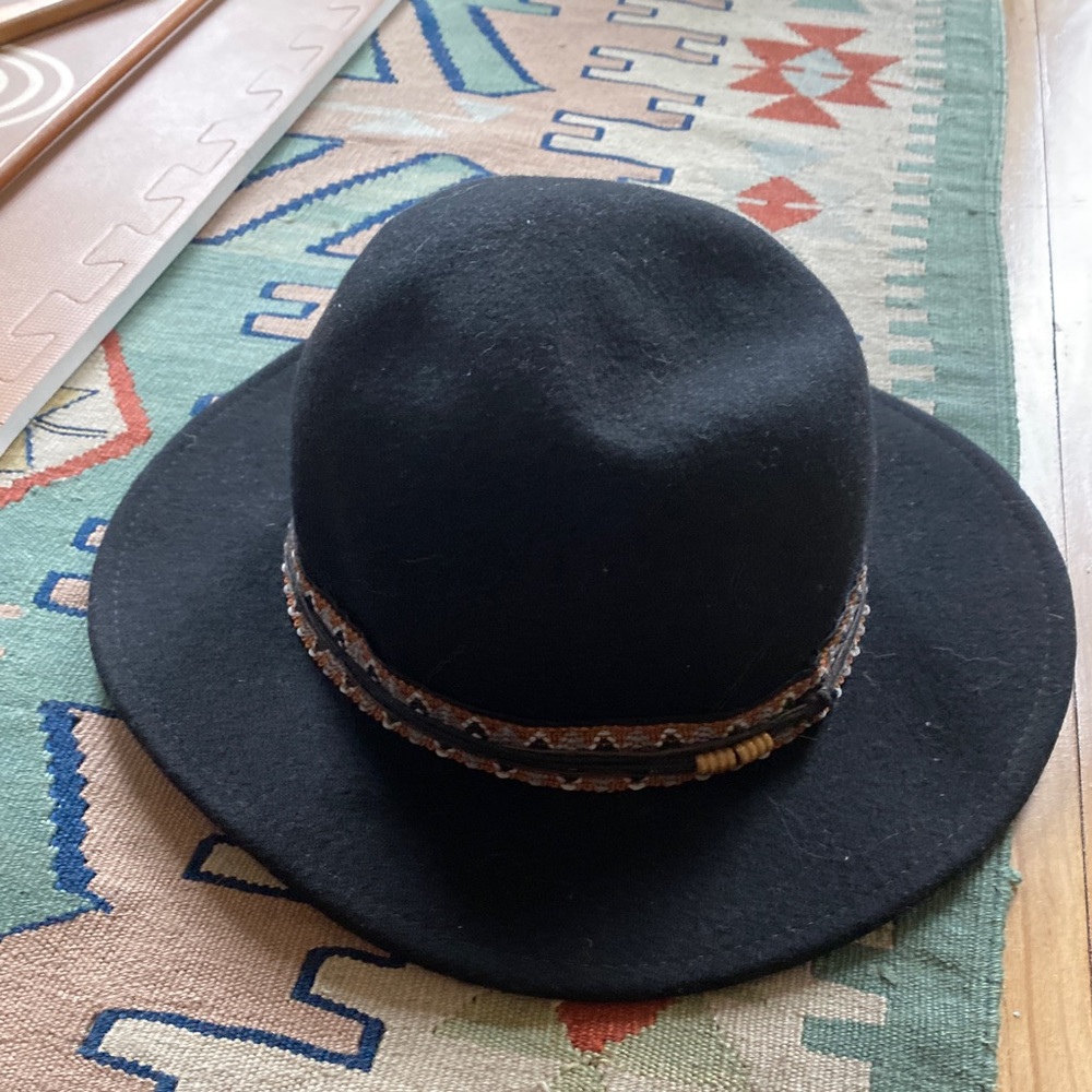 Felt boho brim hat with embroidery